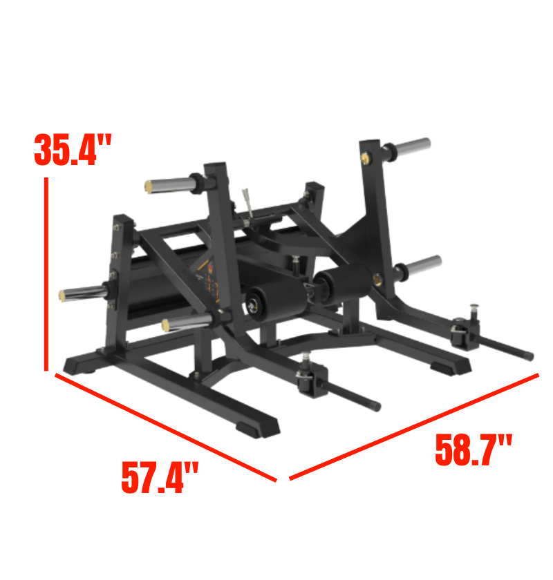 Multi Dead Lift Black Plate Loaded Gym Equipment Labeled with Dimensions 