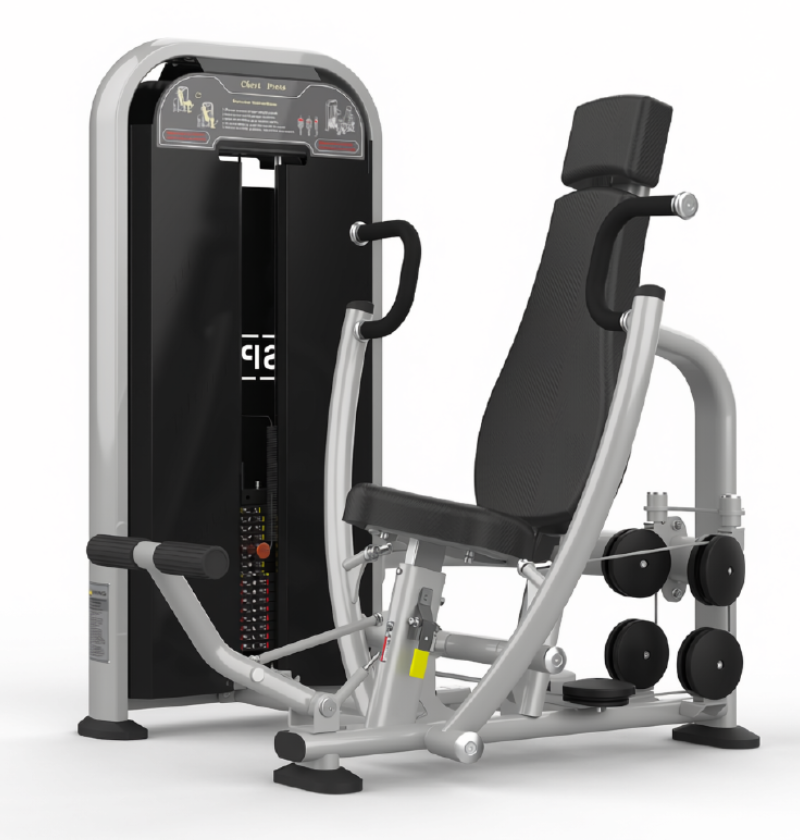 PL7701 Chest Press silver selectorized machine displayed on white background 