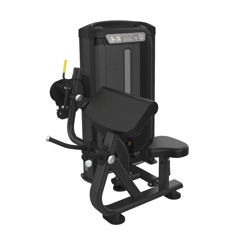 Bicep Exercise black workout machine on a white background 