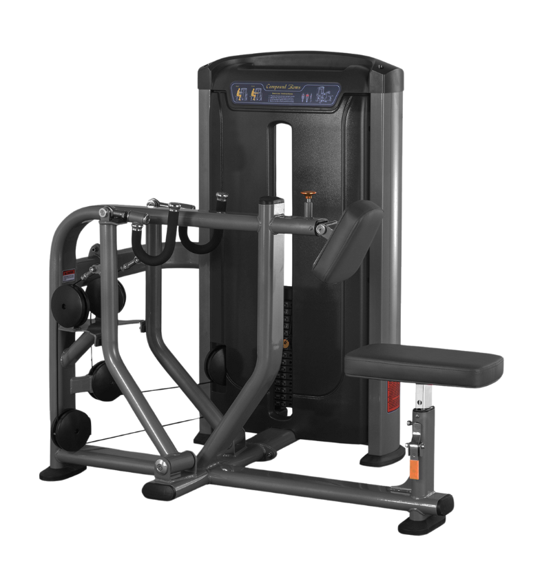 Compound Row black workout machine displayed on a white background