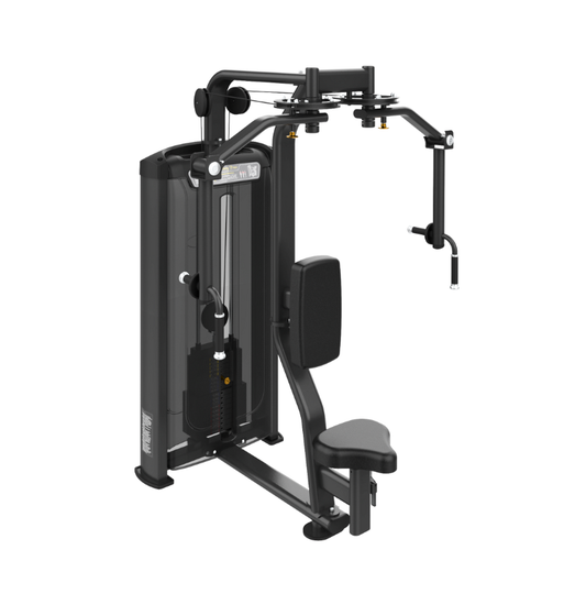 Black pec fly rear delt machine on a white background