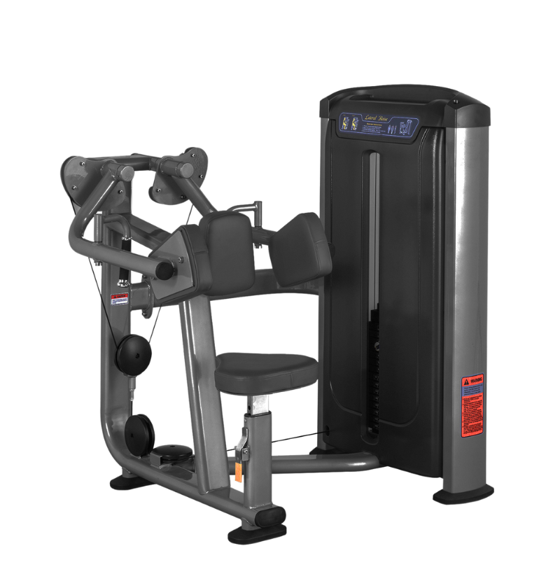 Lateral Raise black workout machine displayed on a white background 