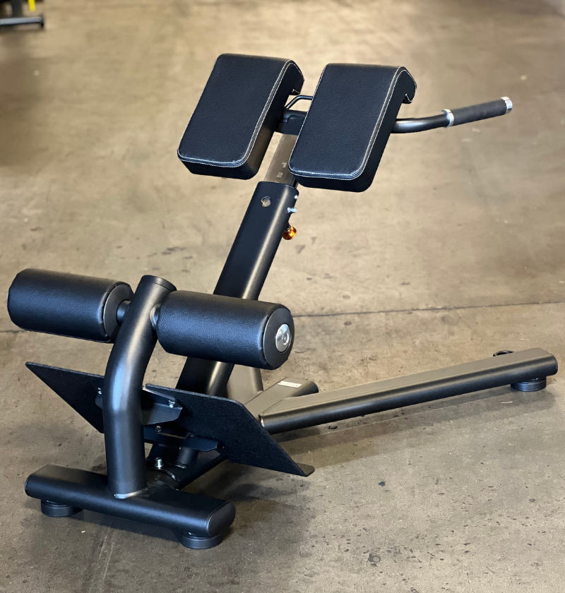 45 degree hyperextension on a warehouse floor
