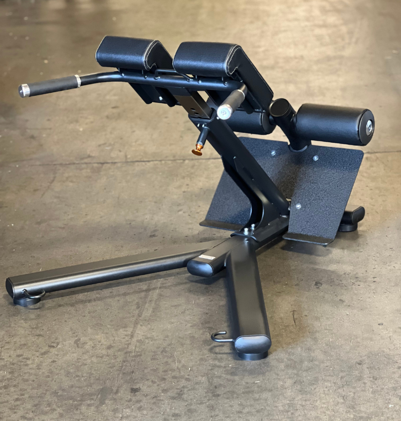 45 degree hyperextension on a warehouse floor