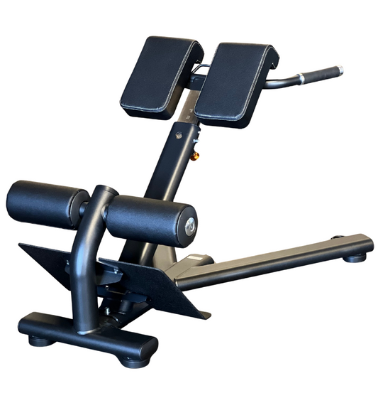 Black 45 degree hyperextension on a white background