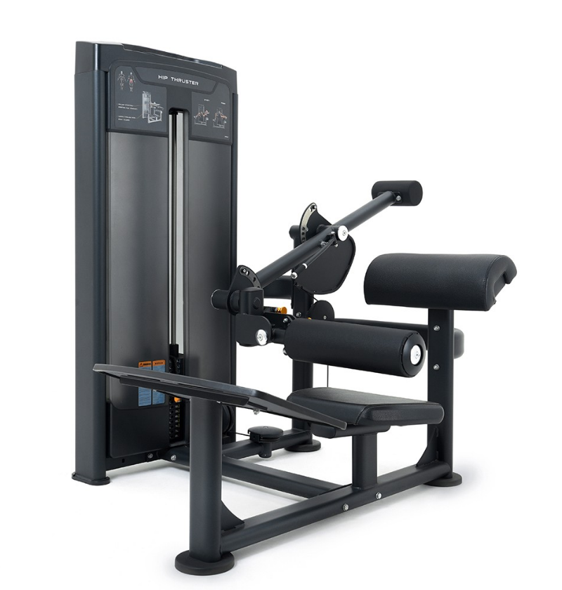 Black Hip Thrust Exercise Machine on White Background 