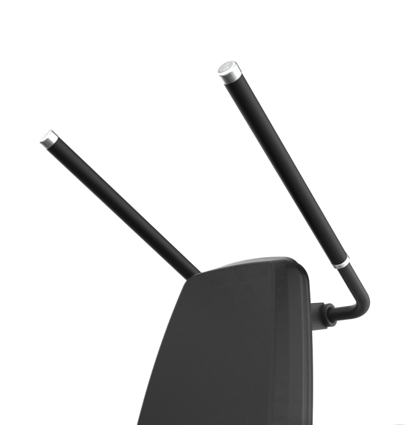 Abdominal crunch workout machine handles close-up, gym equipment 