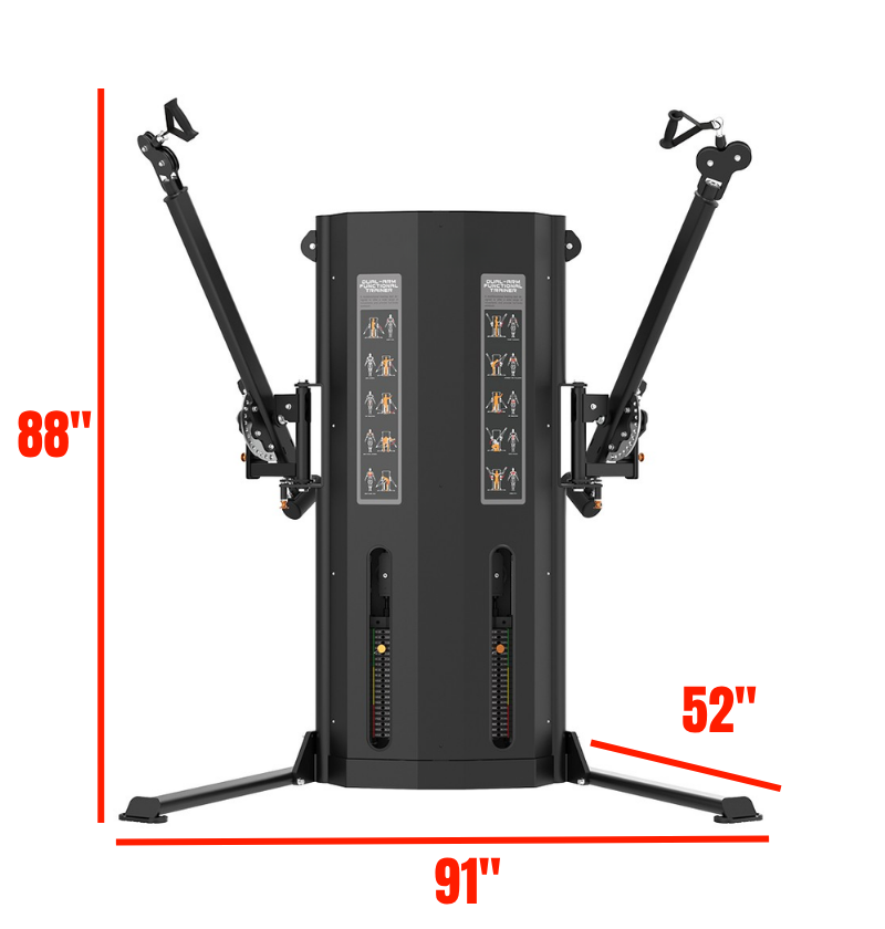 Dual Arm Functional Trainer Labeled with Dimensions 