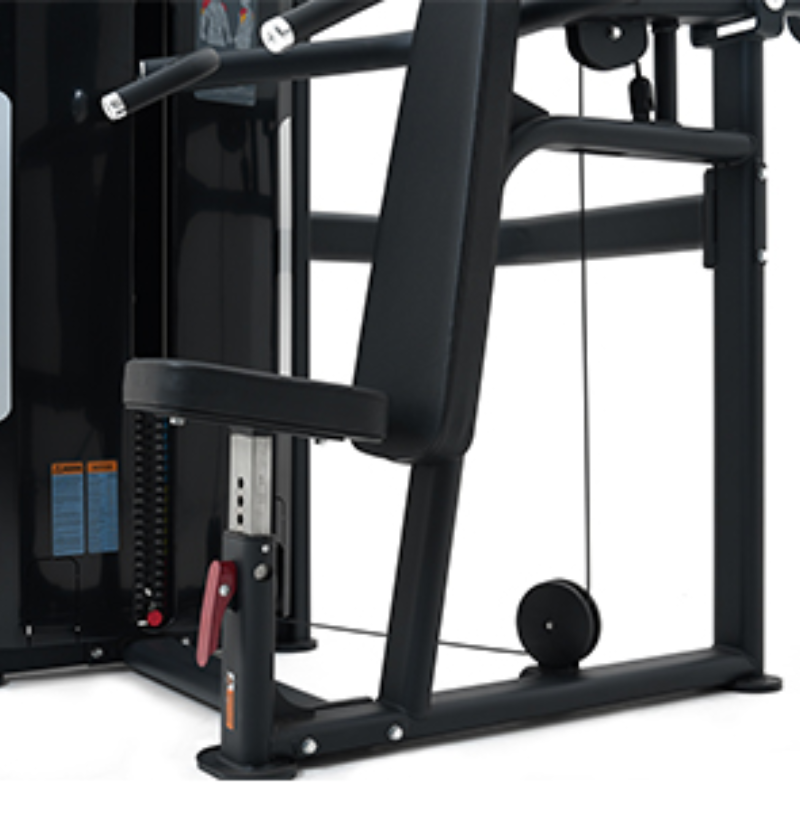 Shoulder Press Black Selectorized Gym Equipment Close Up Pulley System 