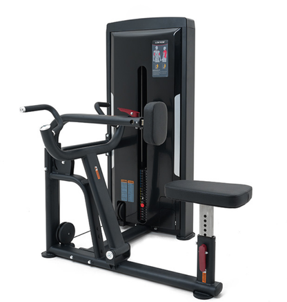 Seated Row Black Selectorized Gym Equipment Displayed on a White Background 