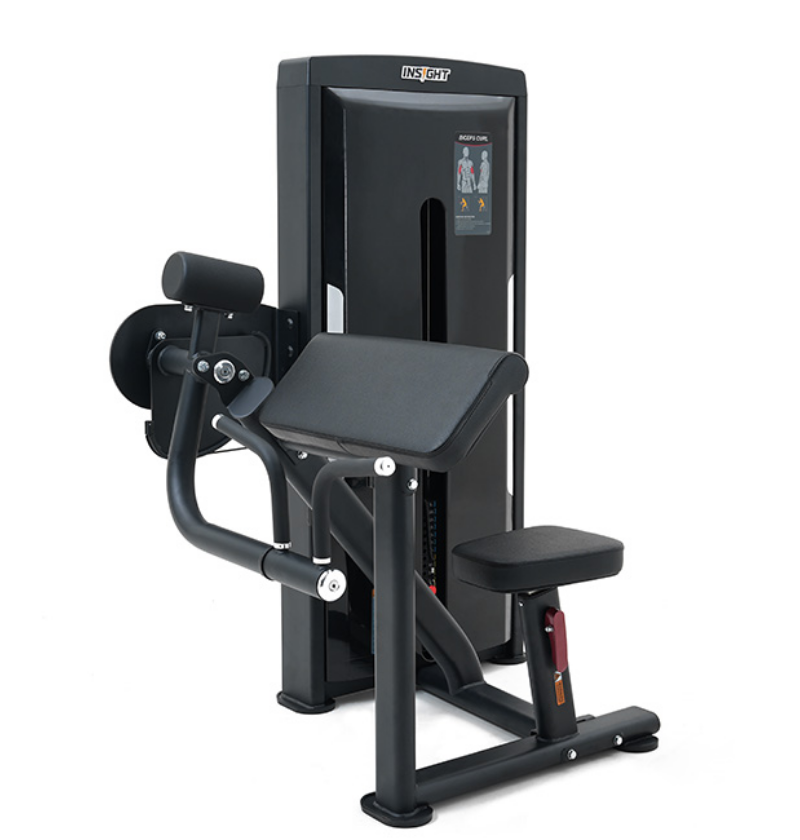 Bicep Curl Black Selectorized Gym Equipment Displayed on a White Background 