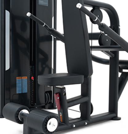 Dip Press Black Selectorized Gym Equipment Close Up Padded Seat and Handles 