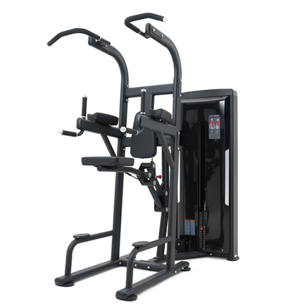 Assisted Chin Dip Black Selectorized Gym Equipment Displayed on a White Background 