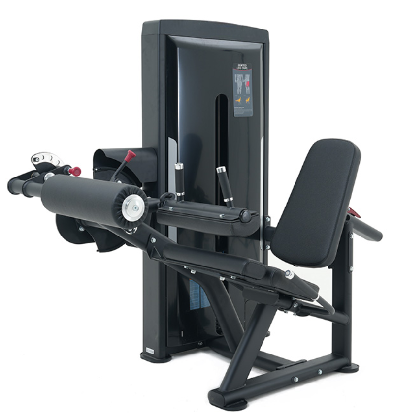 Leg Curl Black Selectorized Gym Equipment Displayed on a White Background 