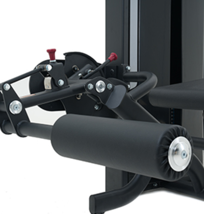 Prone Leg Curl Black Selectorized Gym Equipment Close Up  