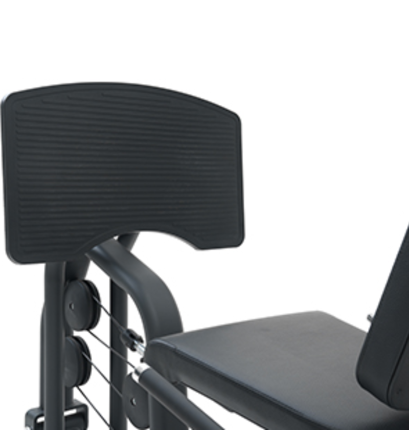 Seated Leg Press Black Selectorized Gym Equipment Close Up Footplate 