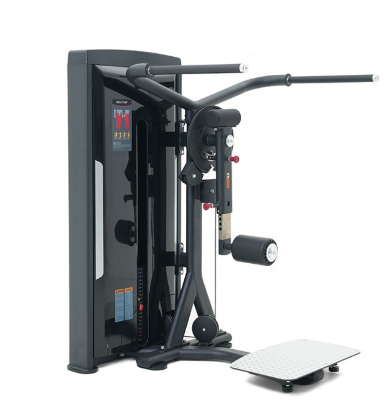 Black multi hip machine on a white background