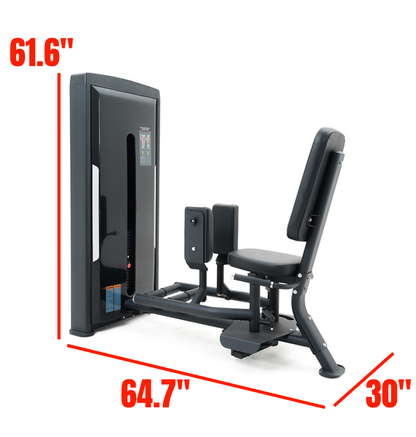 Hip Abduction Adduction Black Selectorized Gym Equipment Labeled with Dimensions 