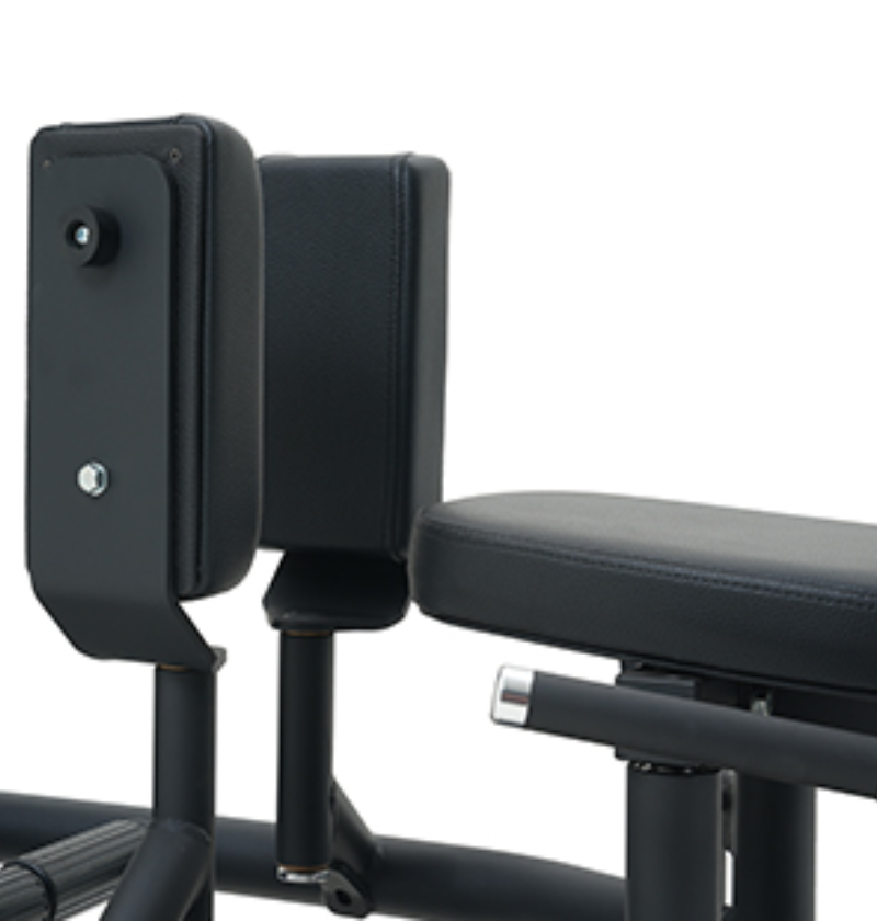Hip Abduction Adduction Black Selectorized Gym Equipment Close Up Padded Seat 
