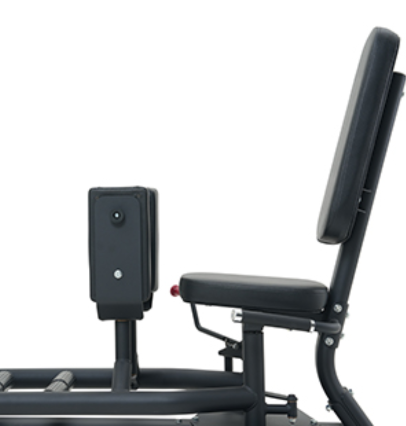 Hip Abduction Adduction Black Selectorized Gym Equipment Close Up Padded Seat 