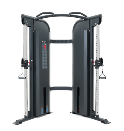 Dual Adjustable Pulley Black Selectorized Gym equipment Displayed on a White Background 
