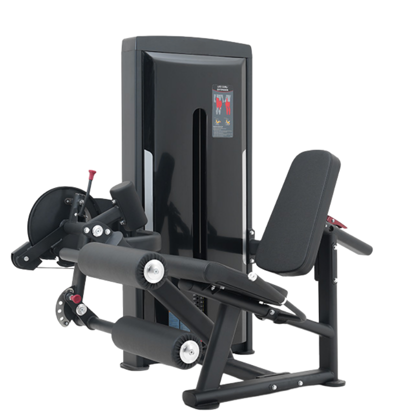 Leg Curl Extension Black Selectorized Gym Equipment Displayed on a White Background 