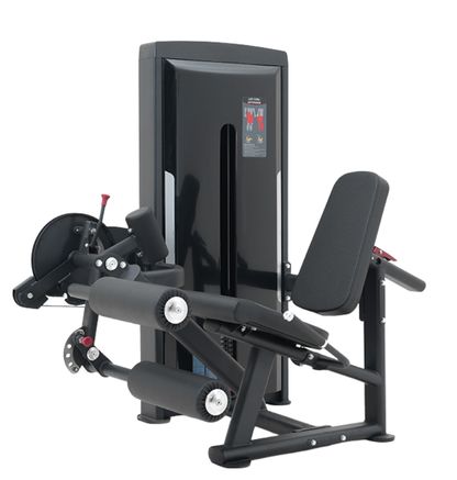 Leg Curl Extension Black Selectorized Gym Equipment Displayed on a White Background 