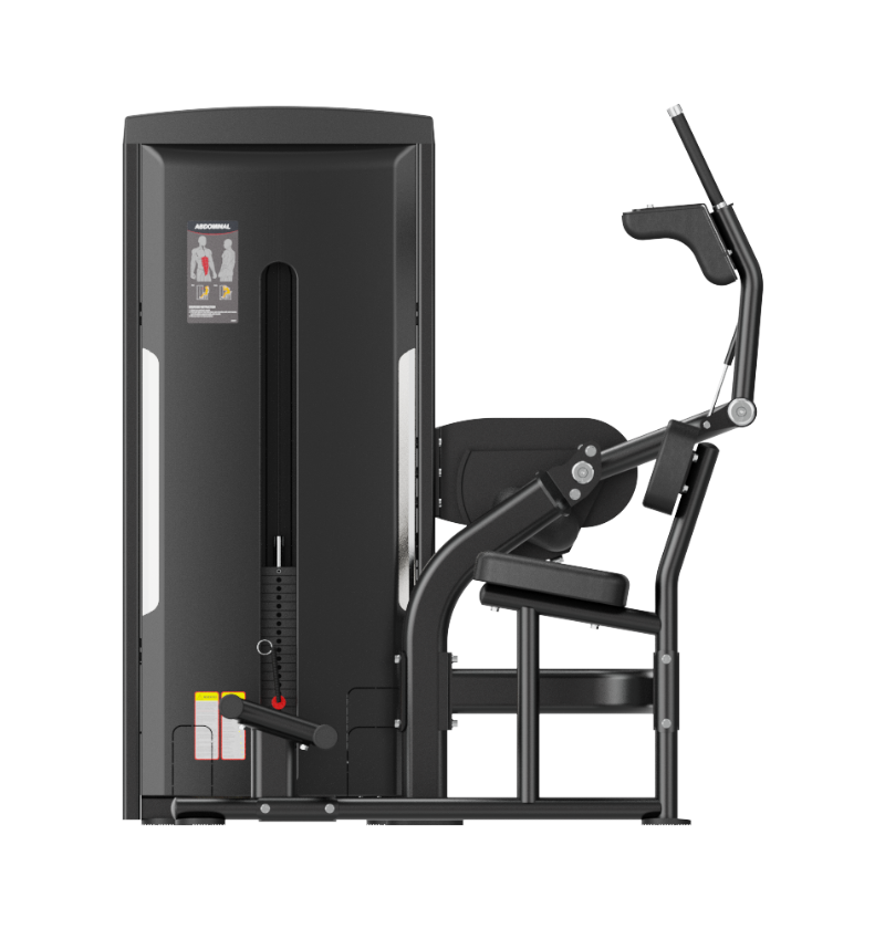 Abdominal Crunch Black Selectorized Gym Equipment Displayed on a White Background 