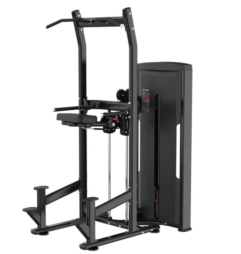 Chin Dip Black Selectorized Gym Equipment Displayed on a White Background 