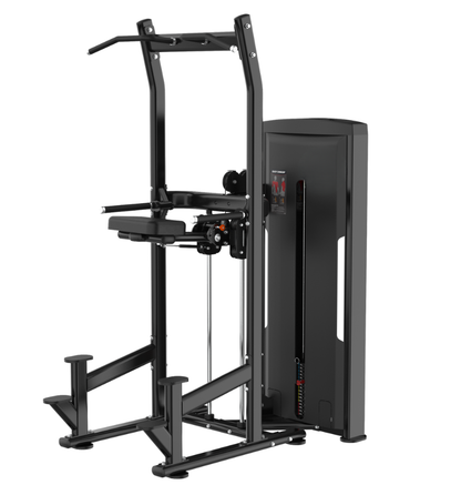 Chin Dip Black Selectorized Gym Equipment Displayed on a White Background 