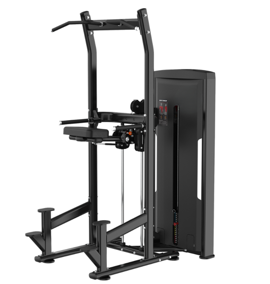 Chin Dip Black Selectorized Gym Equipment Displayed on a White Background 