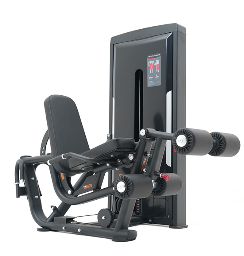Black Leg extension leg curl Exercise Machine on White background.