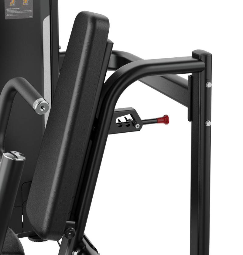 Iso Chest Press Black Selectorized Gym Equipment Close Up of Adjustable Seat 