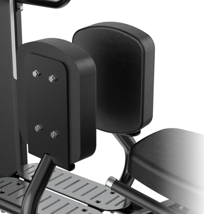 Standing Seated Abduction Black Selectorized Exercise Equipment Close Up of Padded Seat 