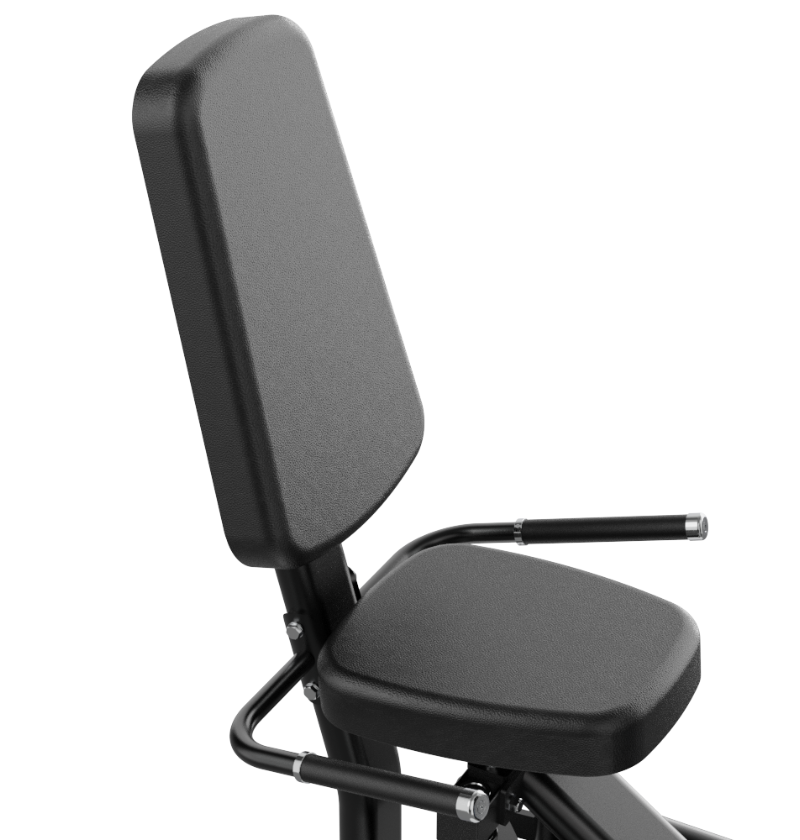 Standing Seated Abduction Black Selectorized Exercise Equipment Close Up of Padded Seat 