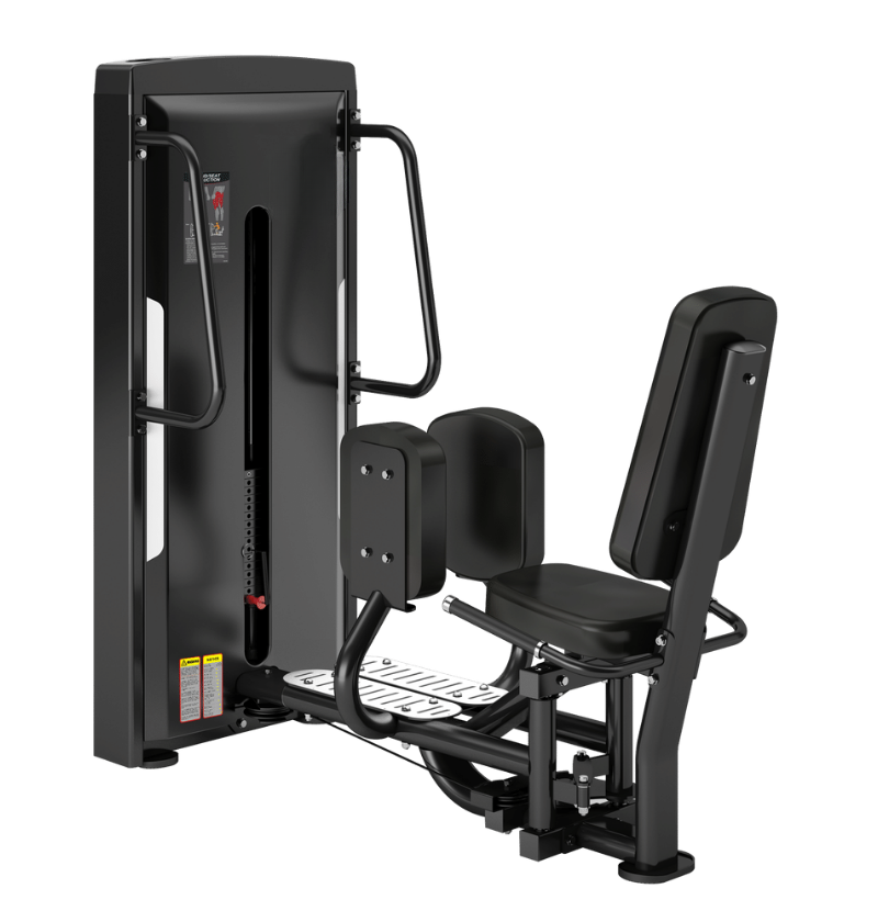 Standing Seated Abduction Black Selectorized Exercise Equipment Displayed on a White Background 