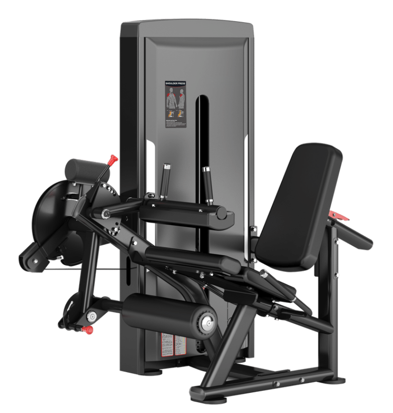 SA037 leg curl/extension black selectorized workout machine displayed on a white background 