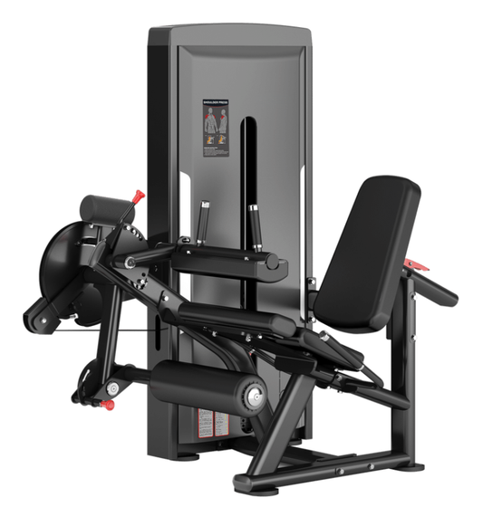 SA037 leg curl/extension black selectorized workout machine displayed on a white background 