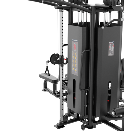 5 Stack Multi Station Black Gym Equipment Close Up Pulley System 