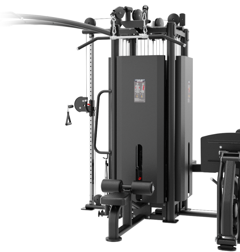 8 Stack Multi Station Black Gym Equipment Close Up