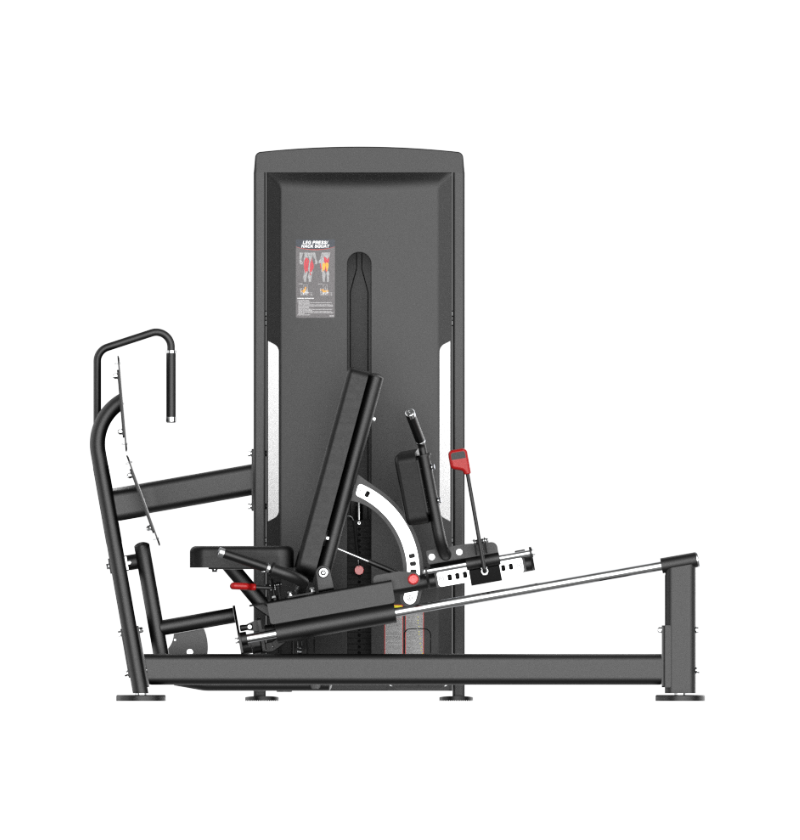 Leg Press Hack Squat Black Selectorized Exercise Machine Gym Equipment Displayed on White Background 