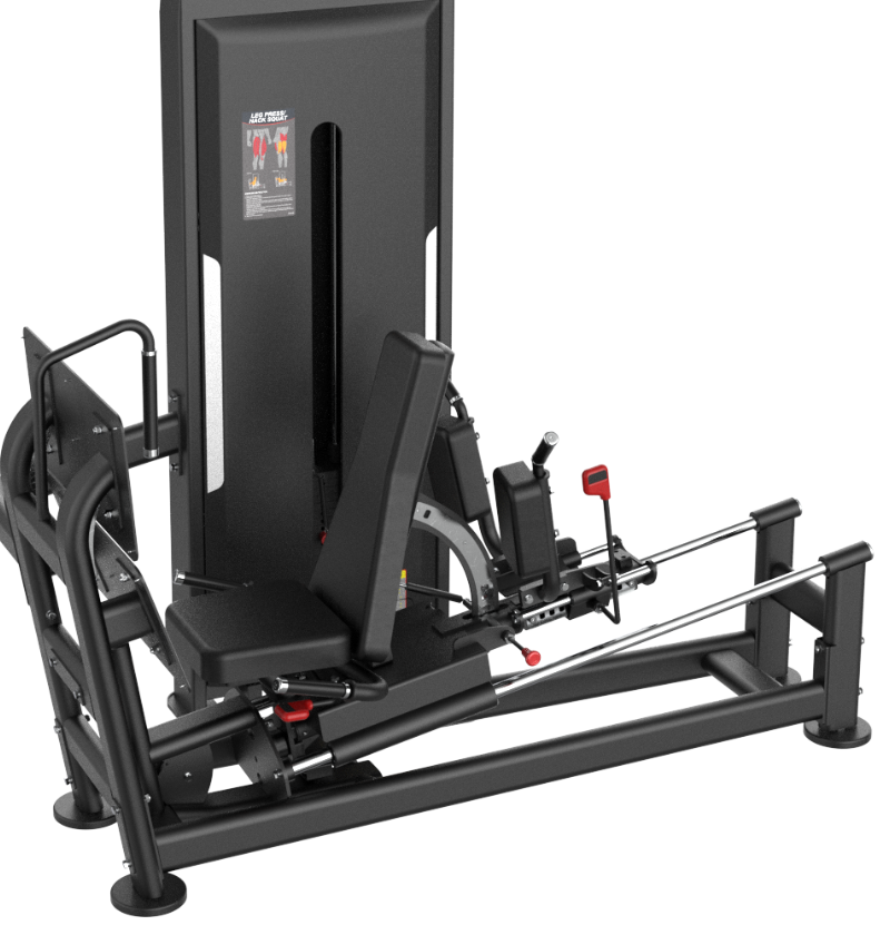 Leg Press Hack Squat Black Selectorized Exercise Machine Gym Equipment Displayed on White Background 