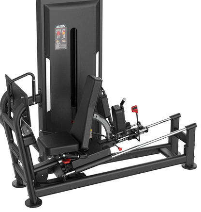 Leg Press Hack Squat Black Selectorized Exercise Machine Gym Equipment Displayed on White Background 