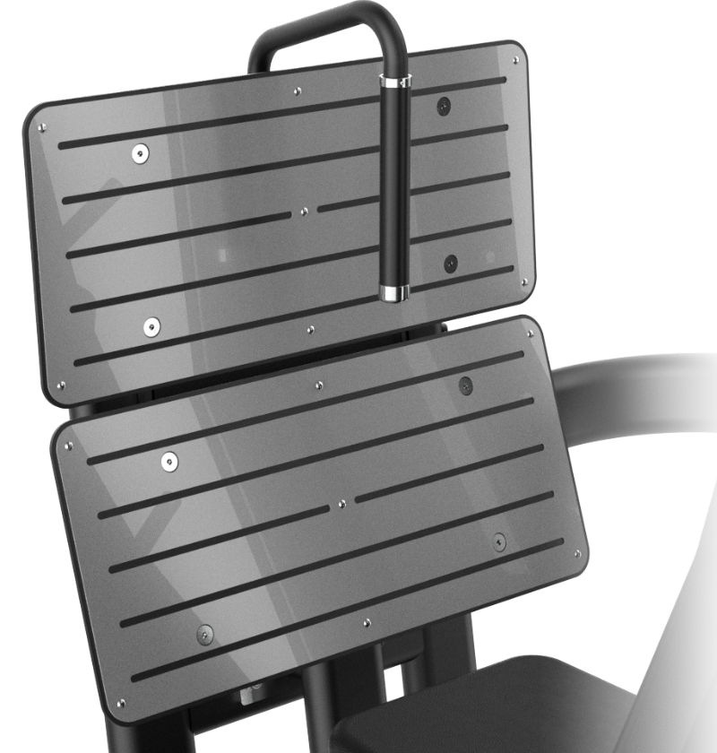 Leg Press Hack Squat Black Selectorized Exercise Machine Gym Equipment Close Up Double Footplate