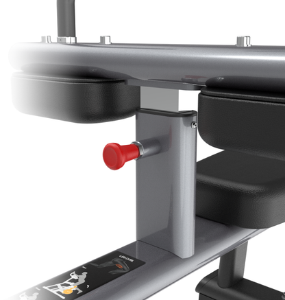 Seated calf raise close up quick pull stopper  