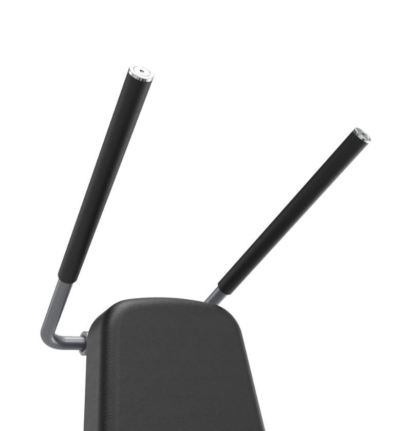 Plate loaded ab crunch machine handles on a white background