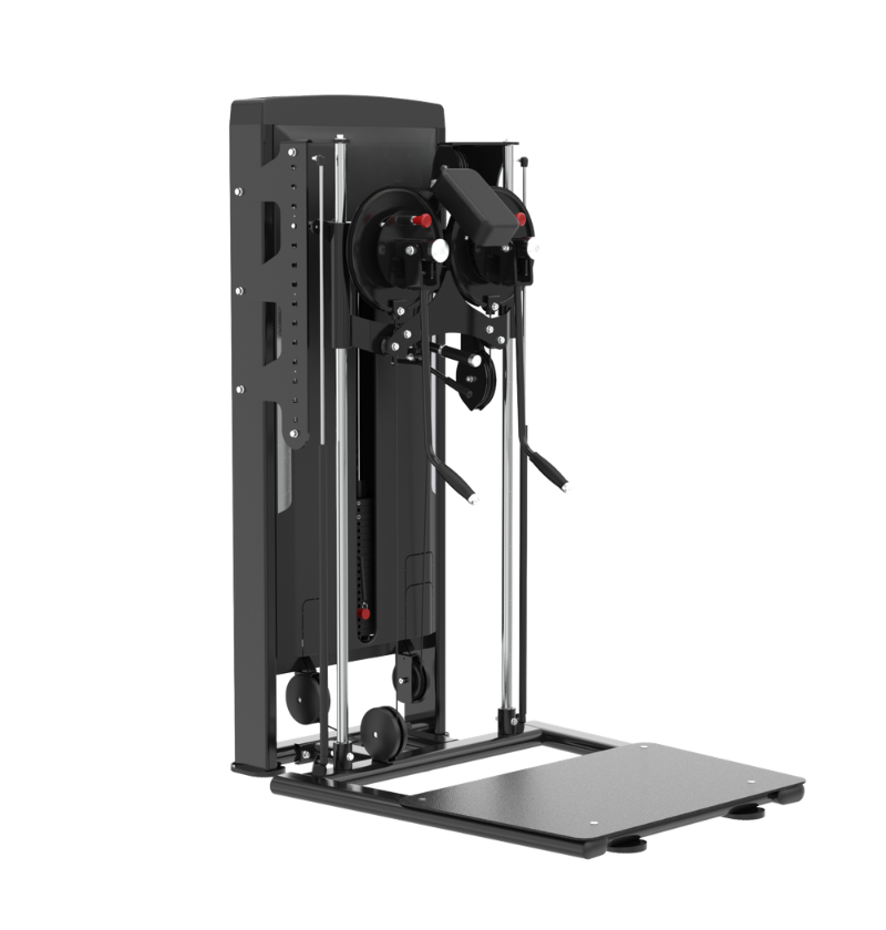 Black Standing Multi Flight Exercise Machine Displayed on White Background 