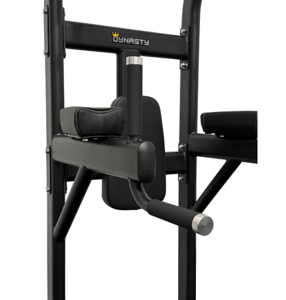 DR008 VKR Chin Dip Stand black workout equipment close up padded handles displayed on a white background 