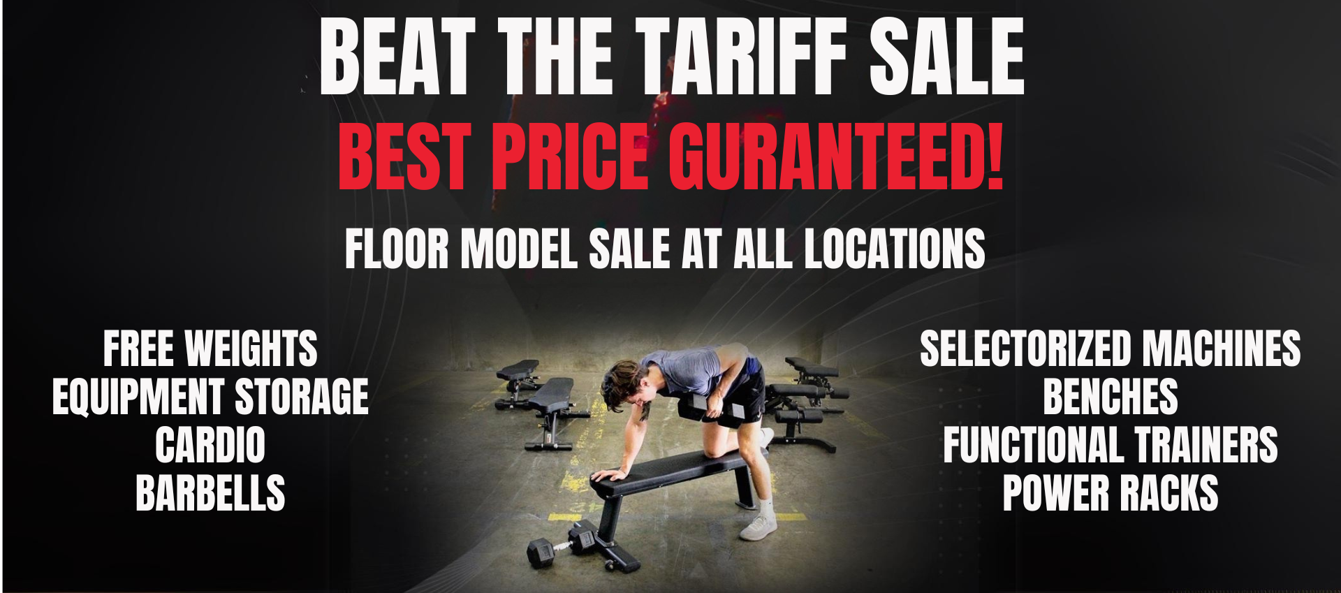 Promotional banner showcasing guaranteed lowest prices on all machines, highlighting customer savings