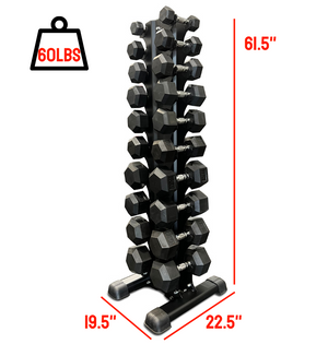 5-50lbs Rubber Hex Dumbbell Set + Vertical Rack